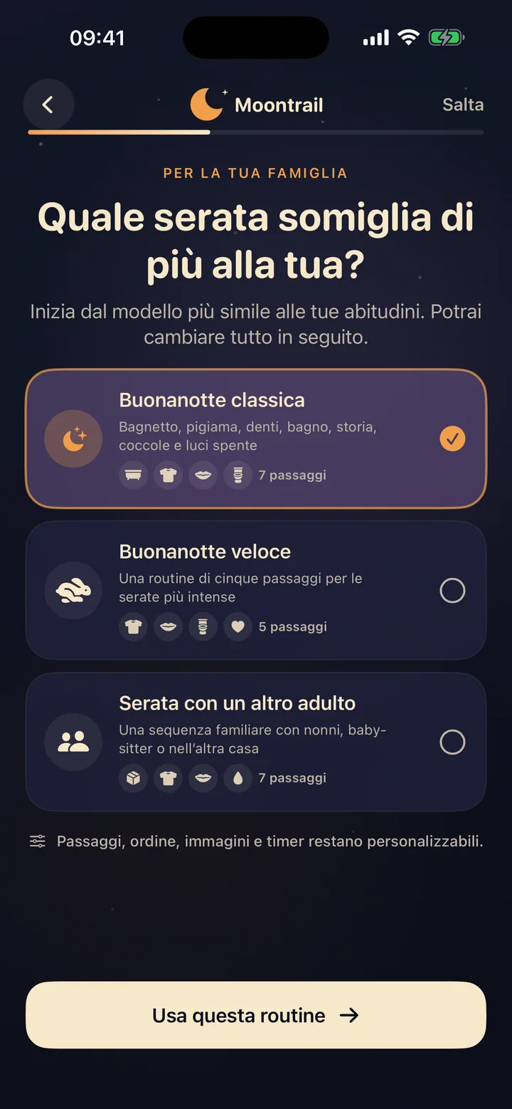 Moontrail conferma che una routine serale completa è pronta e può essere usata gratis