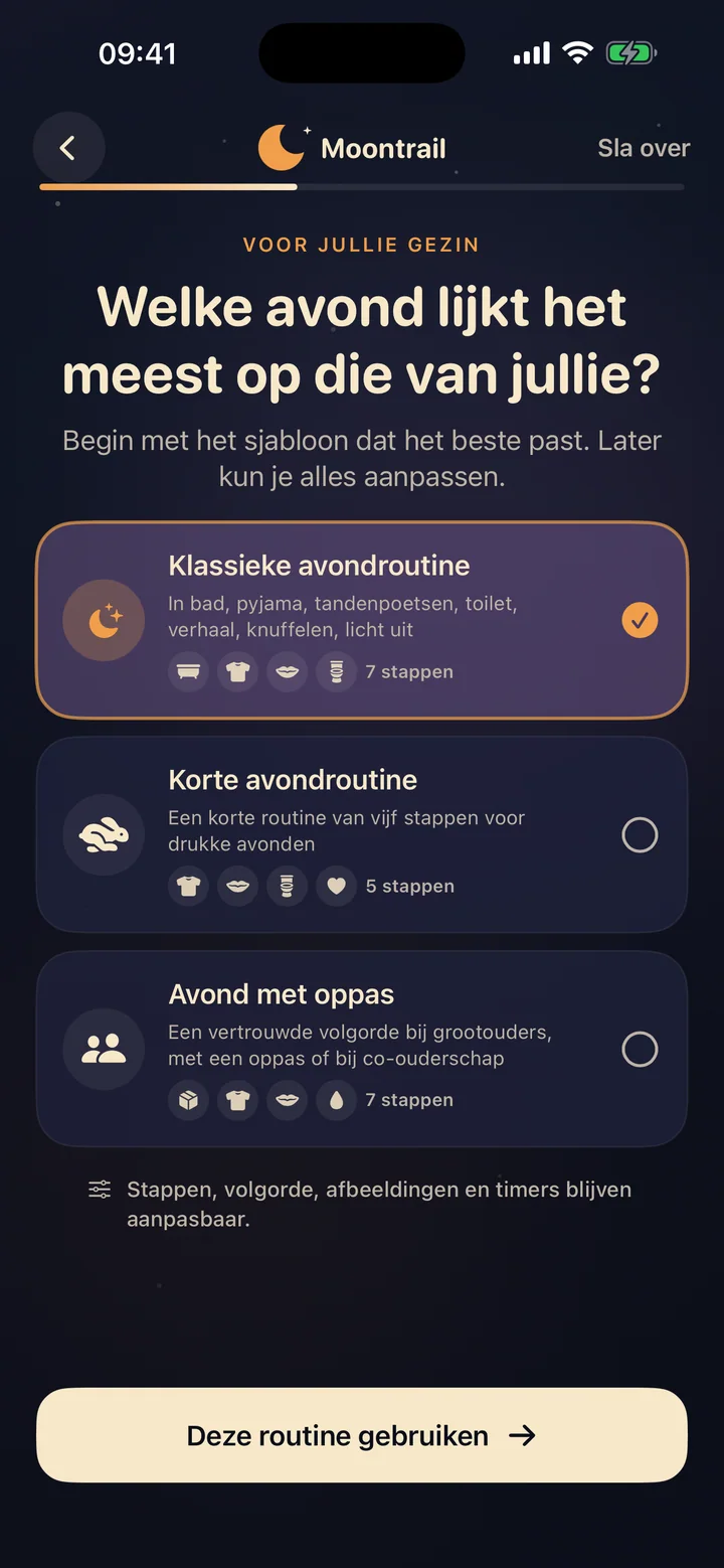 Moontrail bevestigt dat een volledige routine klaarstaat en gratis blijft