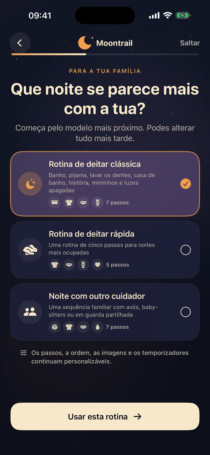 O Moontrail confirma que uma rotina de deitar completa está pronta e pode ser usada gratuitamente