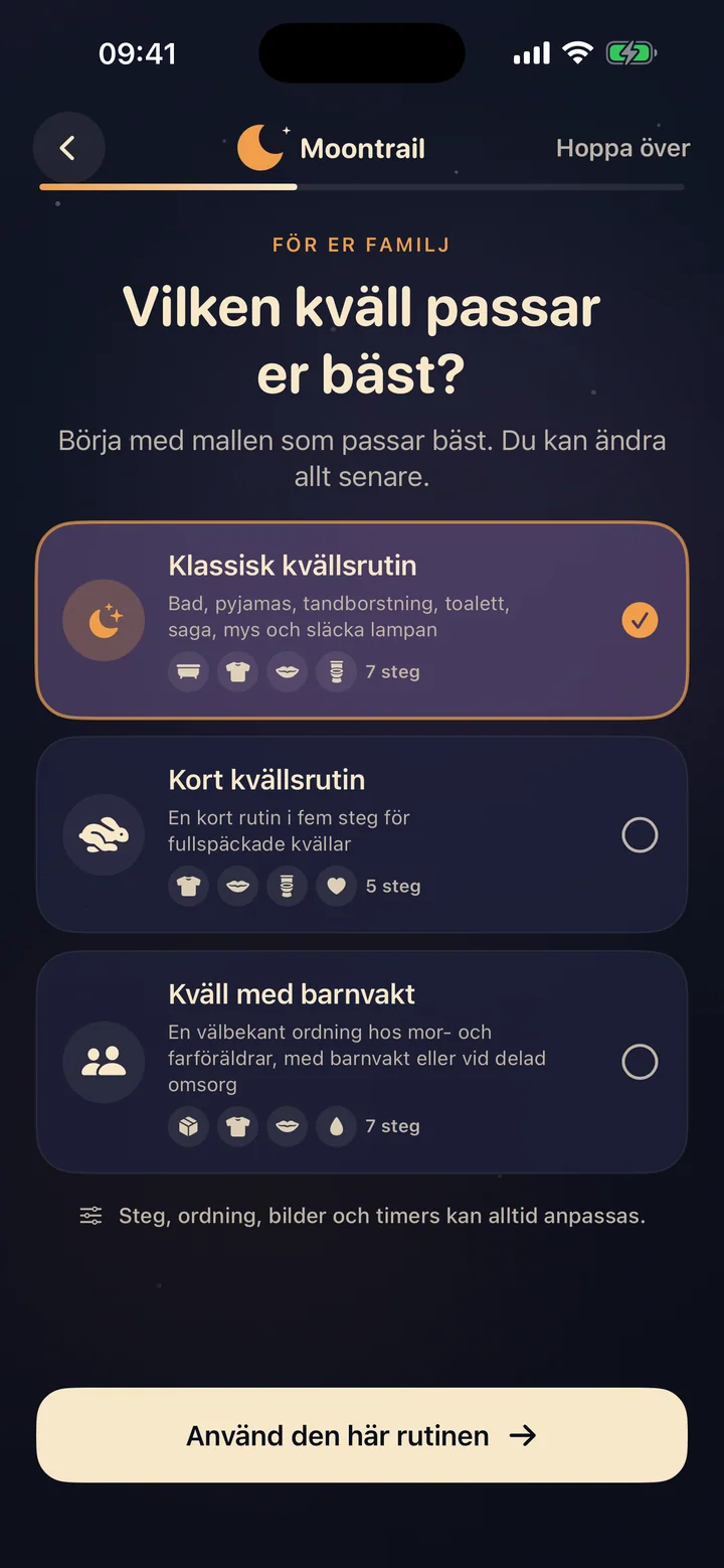 Moontrail bekräftar att en komplett kvällsrutin är klar och förblir gratis